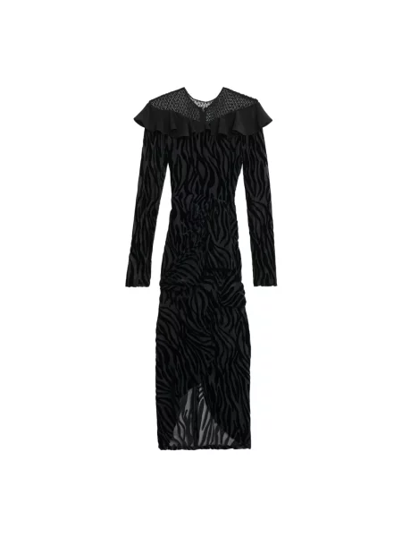 Sukienka Isabel Marant z nadrukiem asymetryczna w zebrę czarna