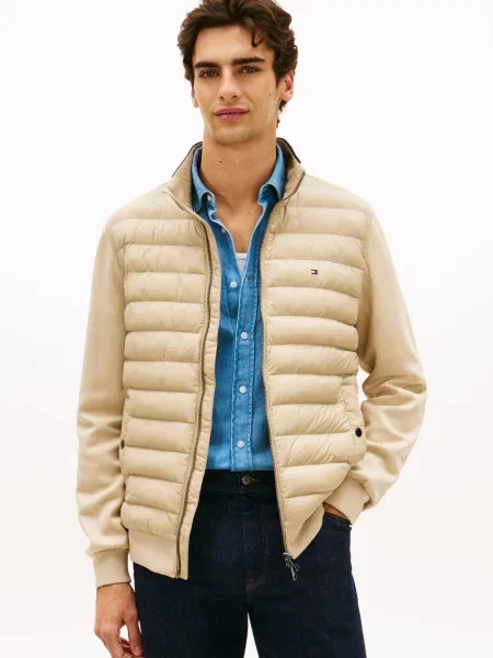 Tommy Hilfiger Pikowana kurtka Mężczyźni jednolity S beżowy