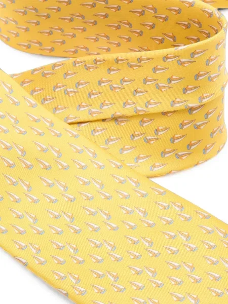 Cravată Ferragamo de mătase cu imagine galben