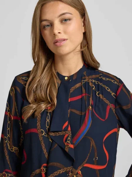 Bluzka o kroju regular fit z falbanami model ‘JASLIE’ Lauren Ralph Lauren niebieska