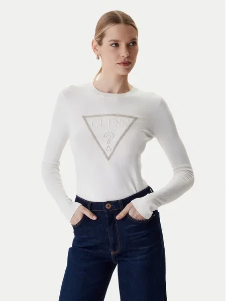 GUESS Pulover SASHA kremna srebrna