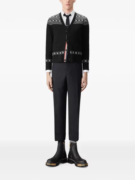 Cardigan Thom Browne din jacard negru