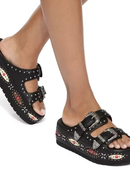 Кожаные шлепанцы Kurt Geiger London на платформе с пряжкой