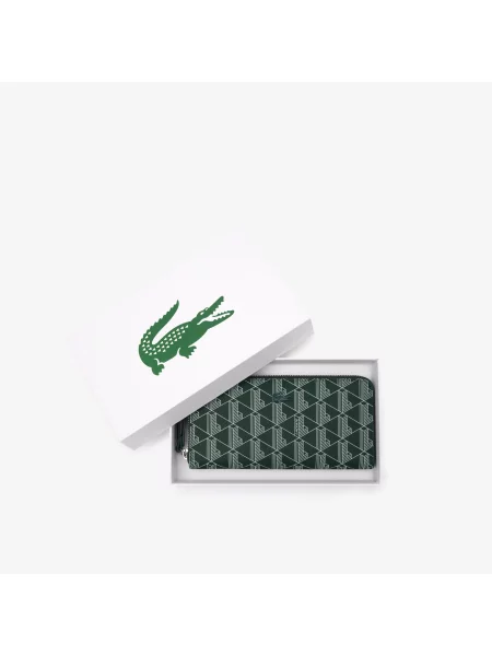 Lacoste Portfel Z Nadrukiem Monogramu Zapinany Na zielony