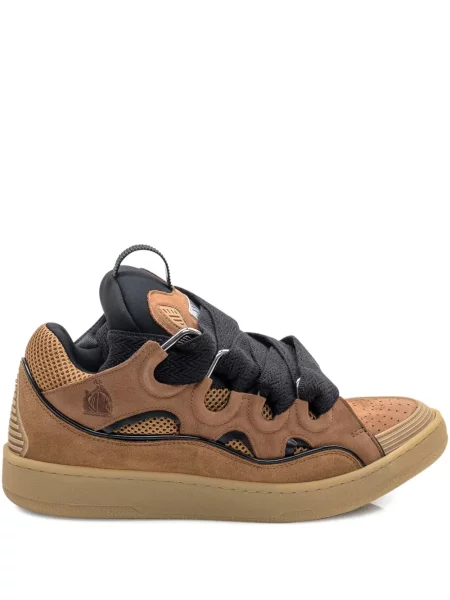 Sneakerși Lanvin cu șireturi din dantelă maro