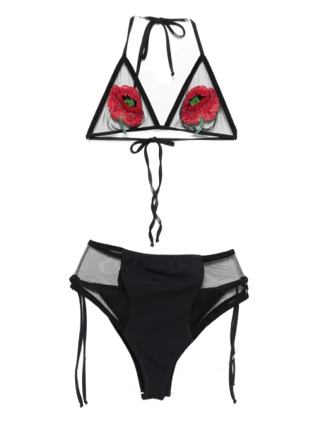 Květinové plavky Mazzei s korálky černé