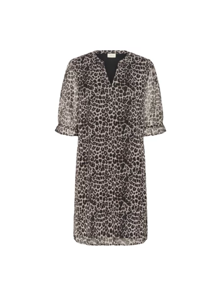 Krótka sukienka Cream z nadrukiem z nadrukiem zwierzęcym brązowa