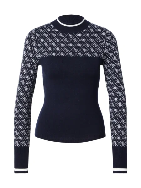 Guess Pulover Bleumarin alb