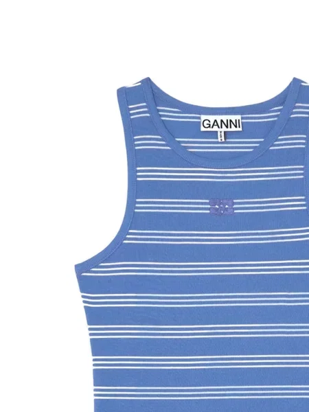 Top Ganni s vezom plava