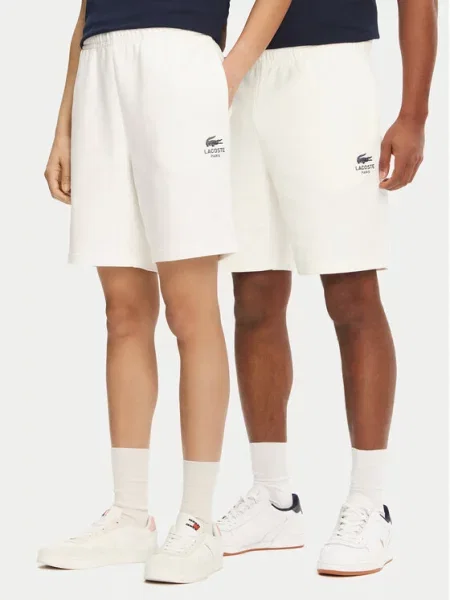 Lacoste Pantaloni scurți sport Unisex Écru