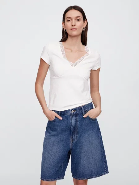 Tricou Gap din dantelă alb