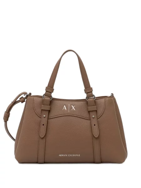 Geantă Armani Exchange cu autograf maro