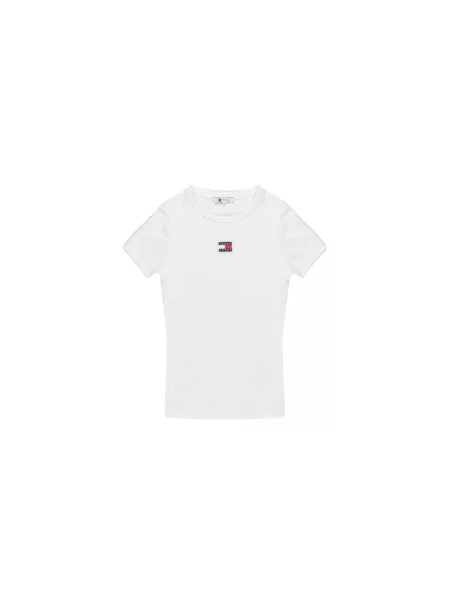 Kochanie szyja koszulka Tommy Jeans z krótkim rękawem klasyczna biała