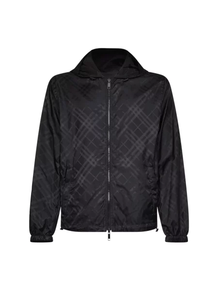 Kurtka Burberry w kratę z kapturem czarna
