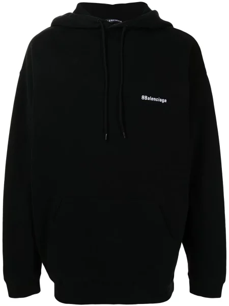 Hanorac cu glugă Balenciaga cu broderie negru