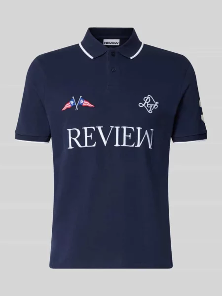 Koszulka polo o kroju regular fit z wyhaftowanym logo model Sail' Review granatowa