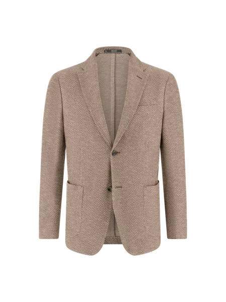 Lniana marynarka Boggi Milano w jodełkę beżowa