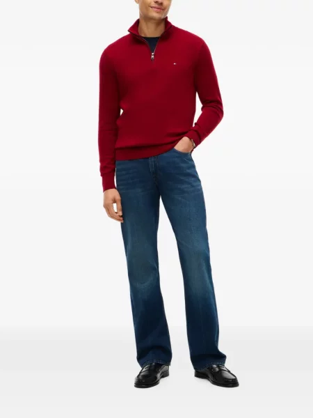 Pulover Tommy Hilfiger cu broderie roșu