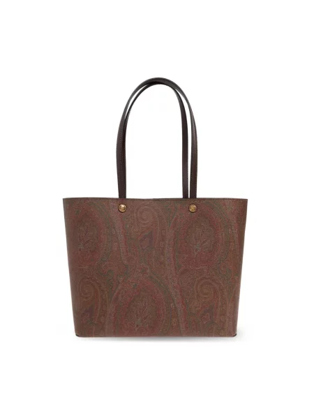 Torebka Etro skórzana z wzorem paisley brązowa