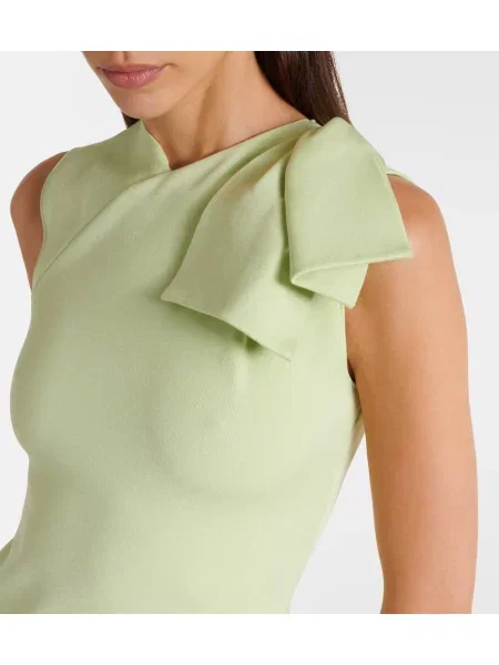 Oblekové midi šaty Roland Mouret s mašľou po kolená zelená