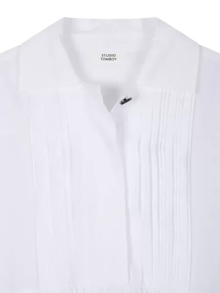 Rochie tip cămașă Studio Tomboy plisată de costum alb