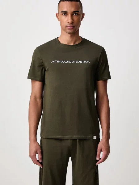 United Colors of Benetton dvojdielne pyžamo pánske s elastanom zelená