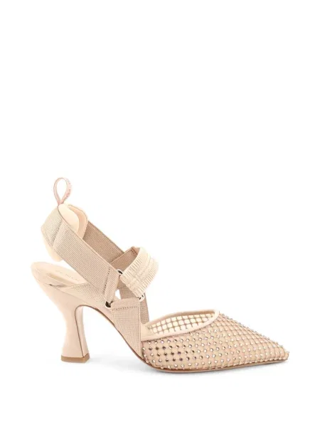 Pantofi cu toc Fendi din piele de căprioară cu toc înalt roz