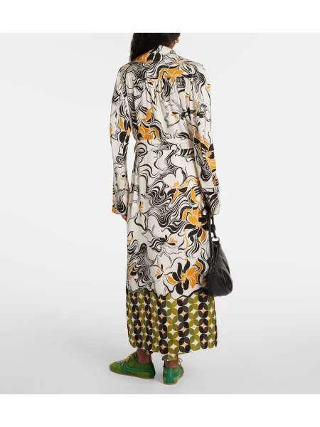 Palton Dries Van Noten din satin cu imagine