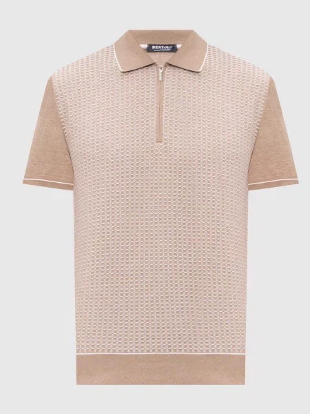 Поло із шовком Bertolo Cashmere коричневе