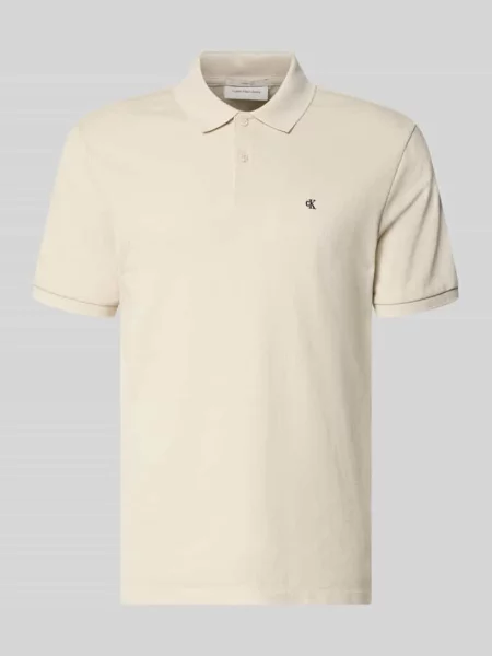 Koszulka polo o kroju straight fit z wyhaftowanym logo Calvin Klein Jeans beżowa