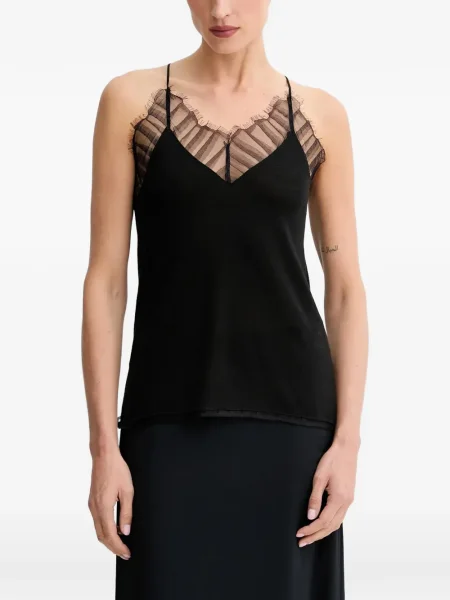 Bluză Iro cu decolteu în V din dantelă negru