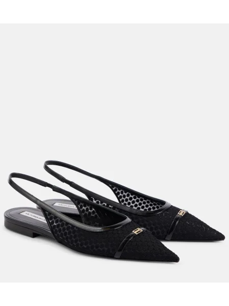 Balerini Victoria Beckham din piele slingback negru