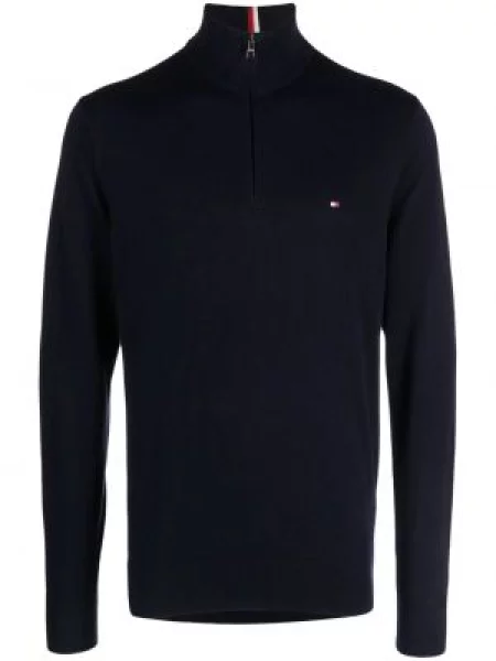 Pulover Tommy Hilfiger cu broderie albastru