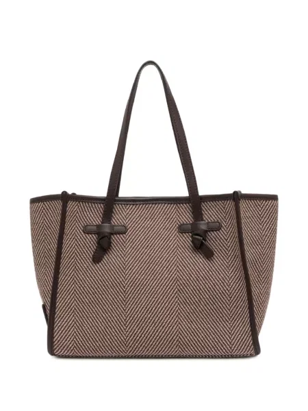 Geantă shopper Gianni Chiarini cu model herringbone maro