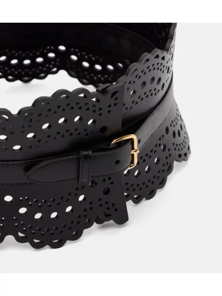 Cu centură curea Alaïa din piele negru