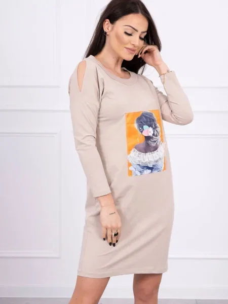 Rochie Kesi din dantelă de costum bej