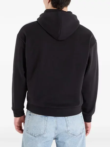 Lung hanorac Adidas cu dungi cu imagine negru