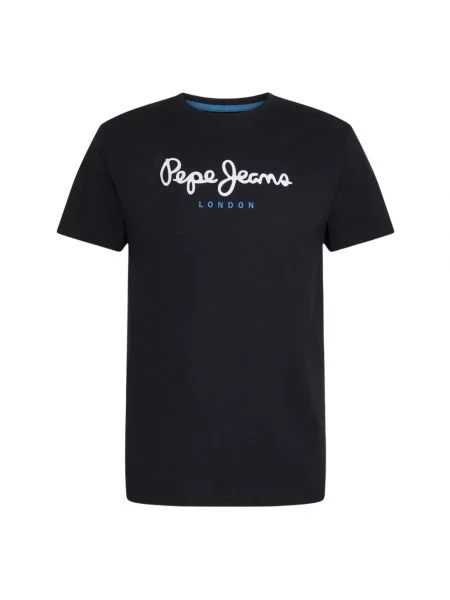 T-shirt z nadrukiem z logo model ‘EGGO’ Pepe Jeans czarna