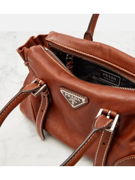 Top Prada din piele maro