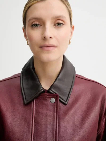 Кожаная куртка Rag & Bone бордовая