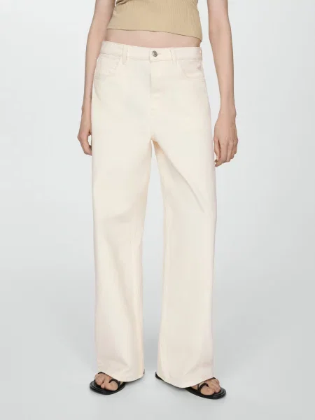 Широкие джинсы Mango бежевые