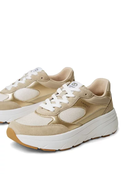 Sneakerși Twinset din piele auriu