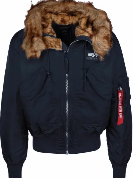 Jakna Alpha Industries s kapuco temno modra