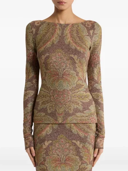 Top Etro cu model paisley maro