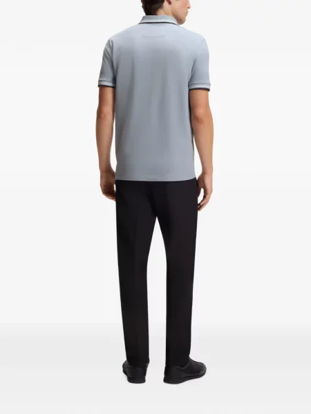 Tricou polo Boss cu dungi stretch gri
