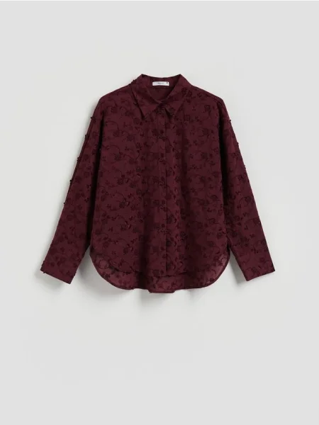 Reserved Cămașă din cu broderie bordo