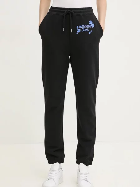 Moschino Jeans pantaloni de trening din cu imprimeu negru