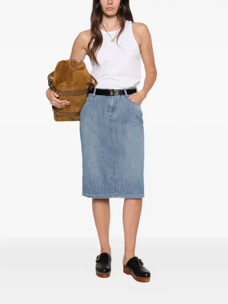 Fustă din denim Ermanno Scervino cu model herringbone albastru