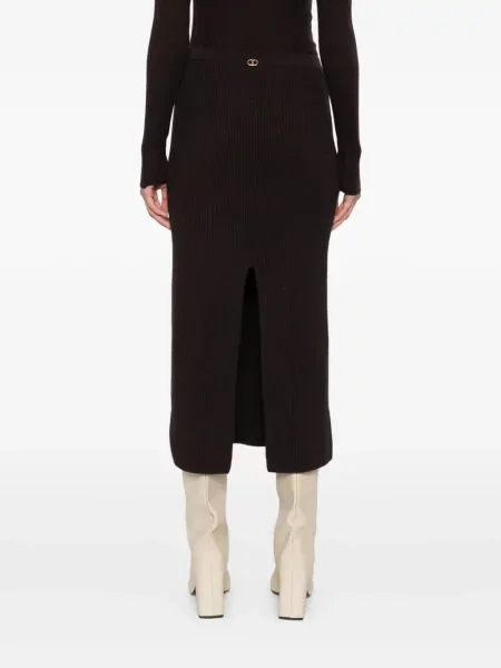 Fustă midi Twinset tricotate până la genunchi maro