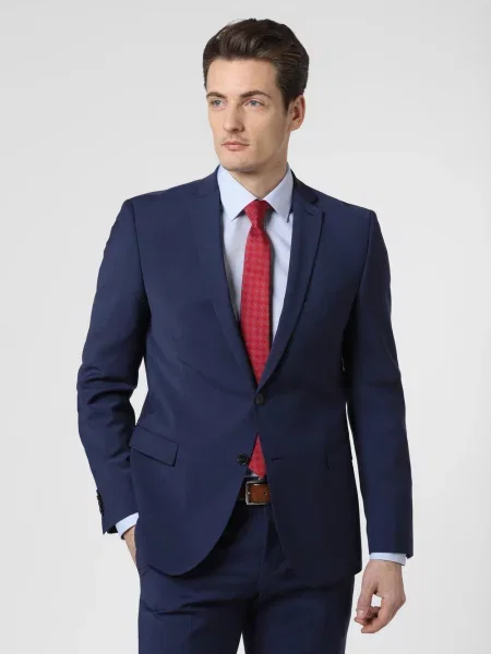 Finshley & Harding marynarka od garnituru modułowego Mężczyźni Modern Fit jednolity 27 niebieski